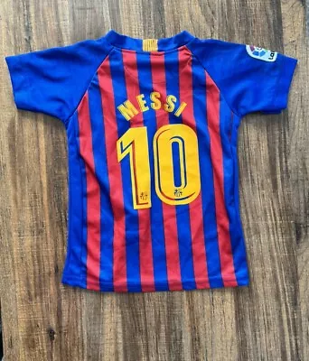 Lionel Messi # 10 Nike Dri-Fit Laliga FC Barcelona Jersey Boys Size S • $25.89