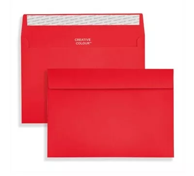 20 Bright Red Scarlet Peel & Seal Envelopes C5 UK Letter 162mm X 229mm Fit A5 • £3.95