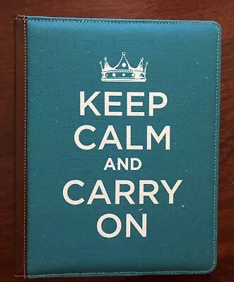 NEW IPad Case “KEEP CALM AND CARRY ON” Aqua  8.5” X 11” Opening • $16.98