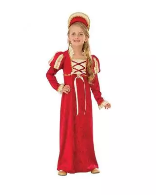 Medieval Princess Costume For Kids Girls Red Velour Dress W Headpiece Juliet • $41.85
