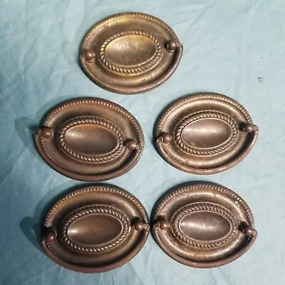 5 Vintage Oval Dresser Drawer Pulls Handle Hardware 2' 1/2   • $34.99