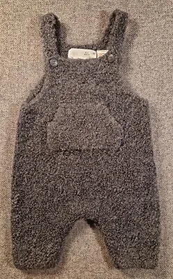 Zara Baby Fuzzy Knit Dungarees 0-1 Months 56cm Unisex Soft Playsuit (362)  • £9