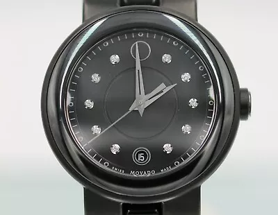 Movado Cerena 36mm Diamond Black Ceramic Ladies Gorgeous 6  Watch 0606693 $1795 • $229.01