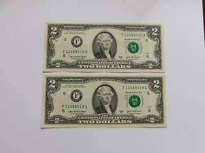 (2) 2003A $2 Federal Reserve Notes Two Dollar Bills-Atlanta-Excellent Crisp Bill • $6.50