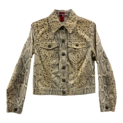 $31.49 • Buy V Cristina Womens Jacket Coat Beige Black Animal Print Buttons Collar Pockets S