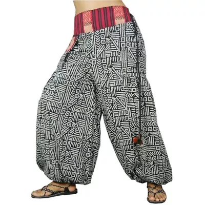 Womens Harem Hmong Pants Batik Prints Hippie Cotton Yoga Boho Festival Aladdin • $21.95
