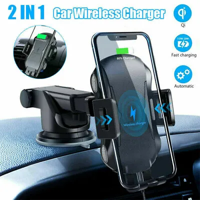$22.45 • Buy 15W Qi Wireless Charger Fast Charging Automatic Clamping Car Mount Phone Holder
