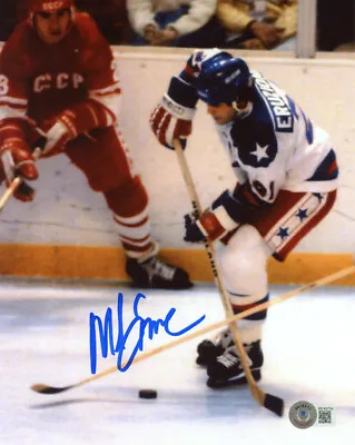 MIKE ERUZIONE SIGNED AUTOGRAPHED 8x10 PHOTO OLYMPIC GOLD HOCKEY HERO BECKETT BAS • $65
