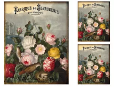 Vintage Grunge French Roses Art Label Furniture Transfer Waterslide Decal FL511 • $12.99