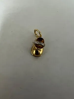 Aaron Basha 18k Yellow Gold With Diamonds ☆Baby Shoe Pendant/ Charm • $900