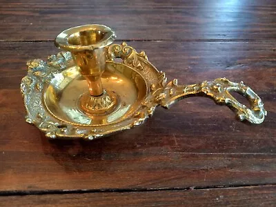 Vintage Solid Brass Candle Holder With Long Handle. 7 Inches From Tip Of Handle. • $20