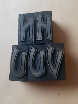 £4 • Buy WOODEN LETTERPRESS PRINTING BLOCKS TYPE 4cm High. Choose Your Letter N H U V