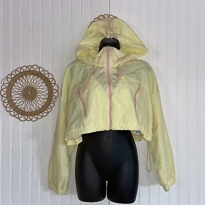 $18 • Buy Zara Yellow Pastel Cropped Wind Breaker Jacket Xl A1b