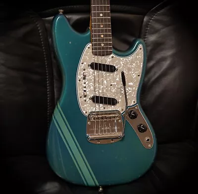 1973 Vintage FENDER Competition Mustang - Burgundy (Blue Green) Cobain Nirvana • $2599