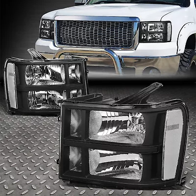 For 07-14 Gmc Sierra 1500 2500 3500 Black/clear Oe Style Headlight Head Lamps • $87.88