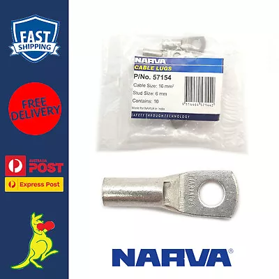 Narva Cable Lug 6 B&S / 6AWG / 16MM² Cable Lugs Fits 6mm Stud 57154 X 10 • $26.99