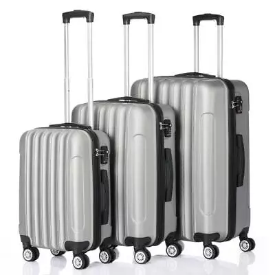 20/24/28in Luggage Sets 3PCS Softside LightweightSuitcase Silver Gray • $84.99