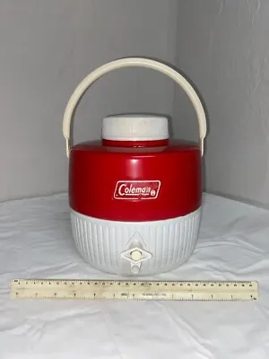 $30 • Buy Vintage Coleman 1-Gallon Red & White Water Cooler Jug / With Cup