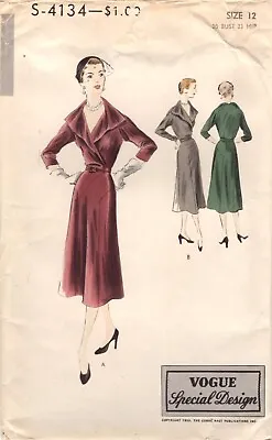 ©1950 VOGUE 4134 Special Design Ladies' Dress Sewing Pattern Size 12 UNUSED • $38.88