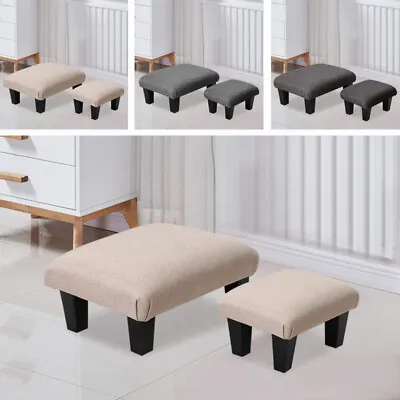 Upholstered Ottoman Fabric Stool Linen Footstool Foot Rest Chair Bench Pouffe • £24.95