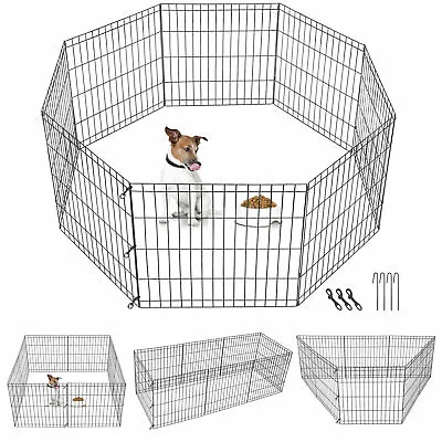 24 Inch 8 Panels Dog Playpen Tall Large Crate Fence Pet Play Pen Exercise Cage • $31.58