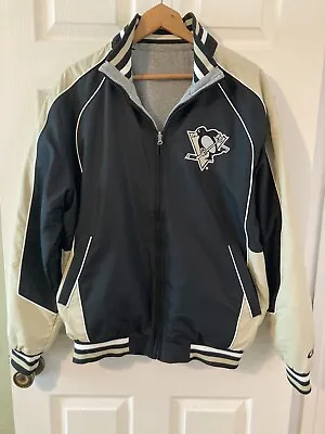 Mens G-111 Sports Reversible Pittsburgh Penguins Embroidered Zip Up Jacket Sz L • $80