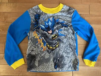 $8.97 • Buy DC Comics Batman The Dark Knight Pajama Top Shirt Size 10/12 Blue Yellow Cartoon