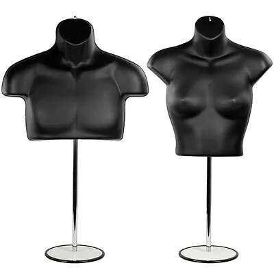 MN-446/447 Male +Female T-Shirt Torso Mannequin Countertop Form Adjustable Stand • $56.98