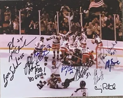 1980 Usa Olympic Hockey Gold Medal 1o Signed 8x10 Celebration Eruzione Christoff • $195