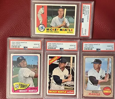 1960 Topps Mantle + 21 Card Set W 4 PSA 10 Gem Mint! 1996 Redemption 1951-1969! • $750