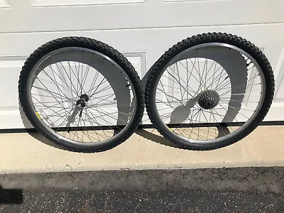 Mavic 26  MTB Wheel Set Shimano 8 Speed Cassette 11T - 28T WTB Tires LX Hub • $48