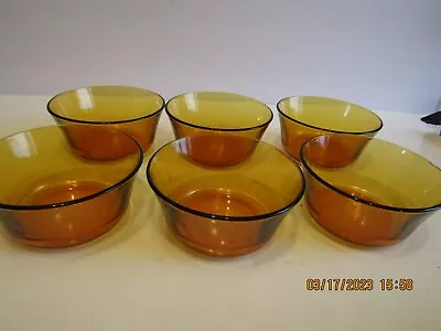 6-vtg-berry Bowls-vereco Duralex-amber Glass-made In France 2 H X 4 D • $45