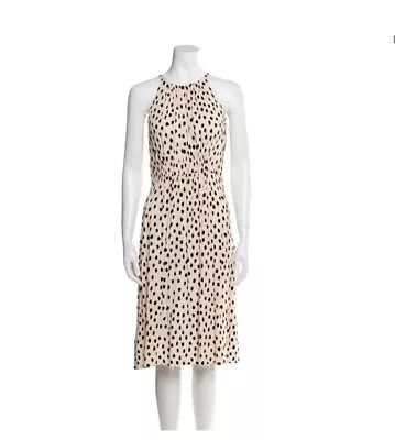 KATE SPADE NEW YORK Printed Knee-Length Dress Cream And Black Size 12 Sleeveless • $10.46