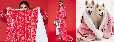 $29.98 • Buy Victoria Secret Pink COZY SHERPA BLANKET  LOGO - Red Or Pink Blanket-New