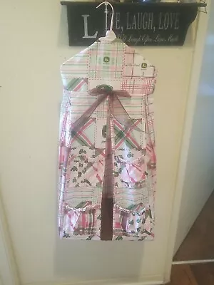 John Deere Madras Plaid Pink Quilt Cotton Fabric Custom Made Hanging Shelf  • $14