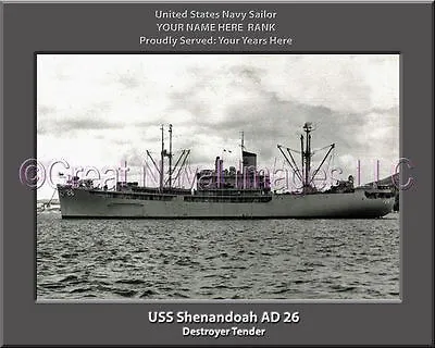 USS Shenandoah AD 26 Personalized Canvas Ship Photo Print Navy Veteran Gift • $53.95