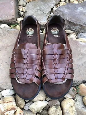 EARTH SHOE Brown Leather Fisherman Sandals Cherub Women’s Size 10.5 • $24.89