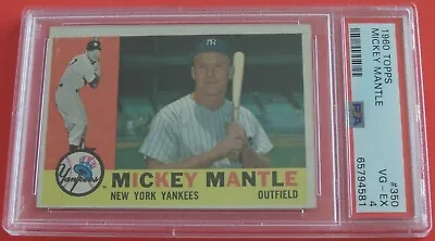 $524.99 • Buy Psa 4 1960 Topps Mickey Mantle Card #350 New York Yankees