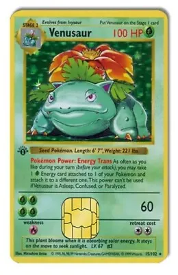 $5 • Buy Pokemon 1st Edition Venusaur Credit Card Skin / Decal Sticker 