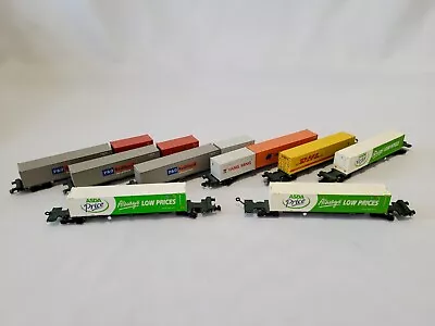 8 X Dapol N Gauge Freightliner Container Wagons With Containers • £174.99