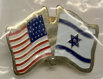 1- Vintage USA United States & Israel Flag Friendship Enamel Lapel Gold Pin New • $8.99
