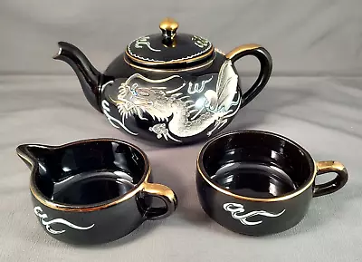 Vintage Kutani Moriage Dragonware Hand Painted Teapot Cup & Creamer - Japan • $34.50