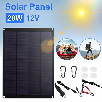 20W Solar Panel 12V Trickle Charge Battery Charger Maintainer Marine RV Car Boat • $17.98