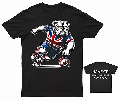 British Bulldog Football T-shirt | Union Jack Tee | Custom Back Message S • £13.95
