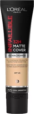 L'Oreal Paris Infallible 24H Matte Cover Foundation 155 Natural Rose 30 Ml • £20.12