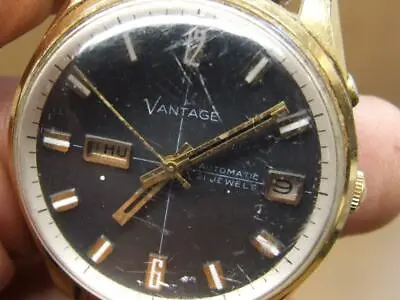 Vintage Vantage Men's Watch Automatic Wind 21 Jewels Antimagnetic Day Date WORKS • $125