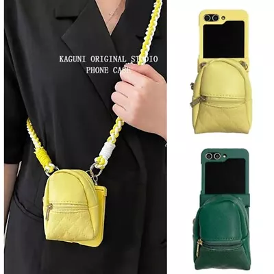 Design Wallet Bag Hinge Case Luxury Crossbody Strap For Samsung Z Flip3/4 Flip5 • $16.04