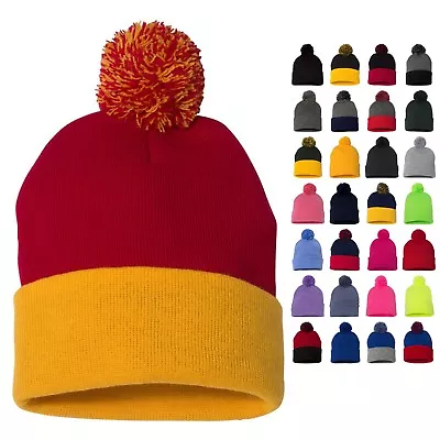 New Sportsman Pom-Pom Knit Beanie 12  Length 3  Cuff SP15 • $11.49