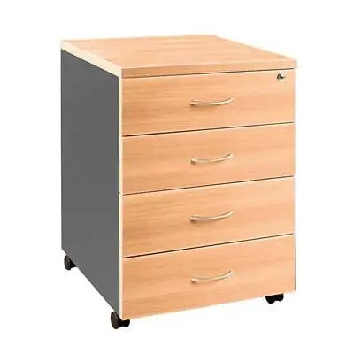 New Mobile Office Desk Pedestal With Key Lock 4 Pencil Drawers Storage Swan • $235