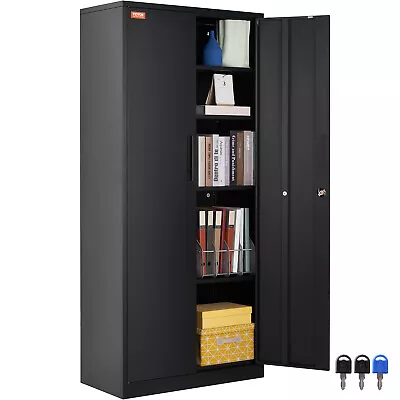 VEVOR Metal Storage Cabinet W/ 3 Keys Adjustable Shelves & Magnetic Door Black • $189.99